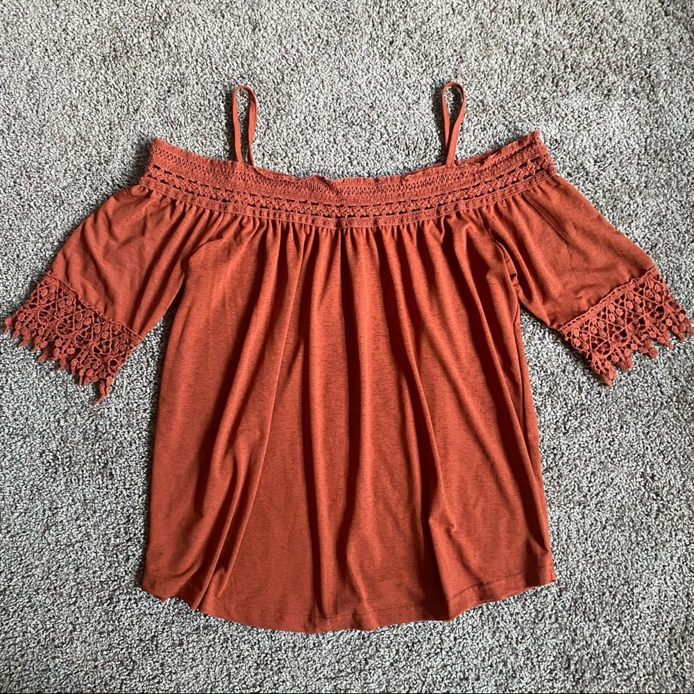 Burnt Orange Off The Shoulder Top